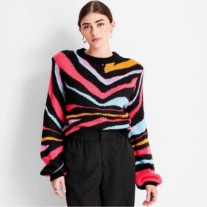 Target x Khalana Barfield Future Collective Abstract Stripe Multi Color Sweater